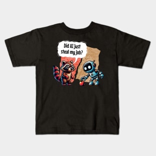 Surprised Raccoon: Did AI Just Steal My Job? 🦝 Funny Kids T-Shirt